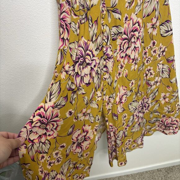 Kachel x Anthropologie Thea Maxi Dress Womens 4 Gold Floral Print Viscose - Picture 2 of 11